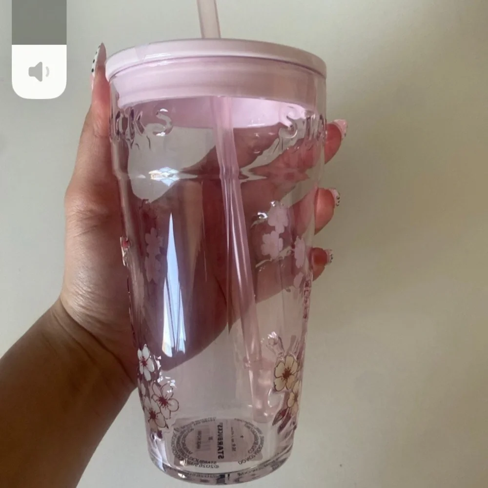 2026 Starbucks Japan Exclusive Sakura Glass Cup with Straw - Picture 4 of 8